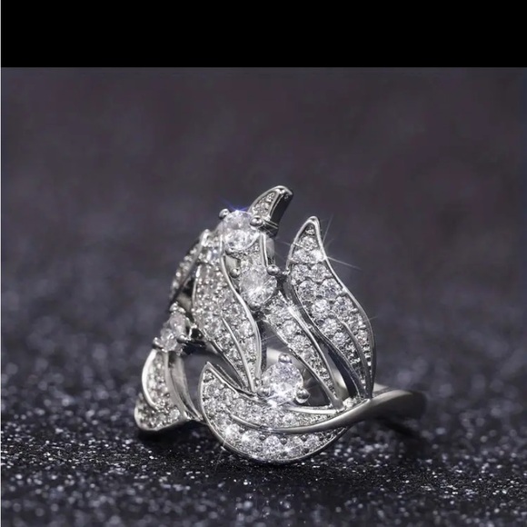 925 Silver Plated Micro Pave Zircon Flower Leaf - Picture 2 of 4